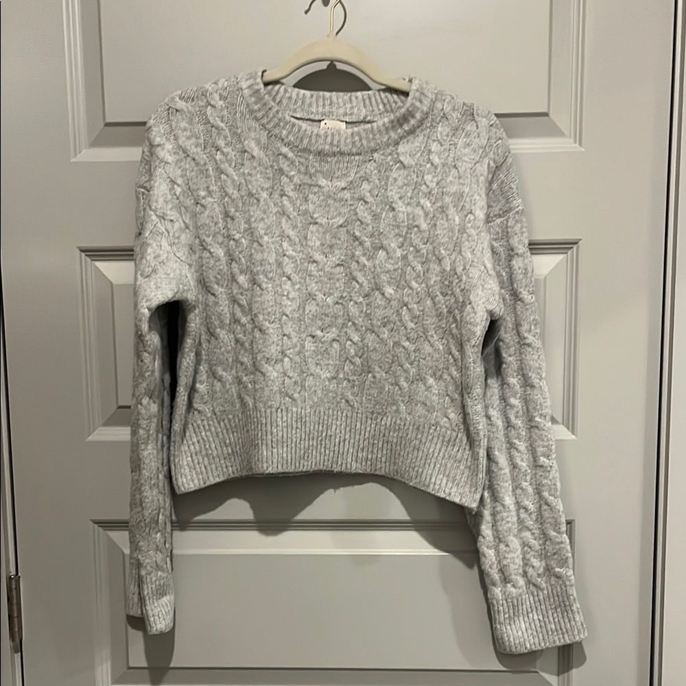 Gray Cable Knit Sweater